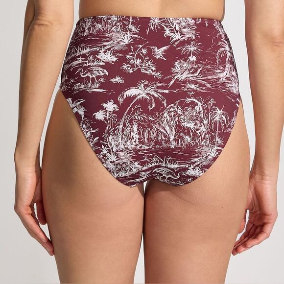 Land's End cheeky high waisted bikini bottoms crimson rose abstract floral Var - Picture 9 of 9